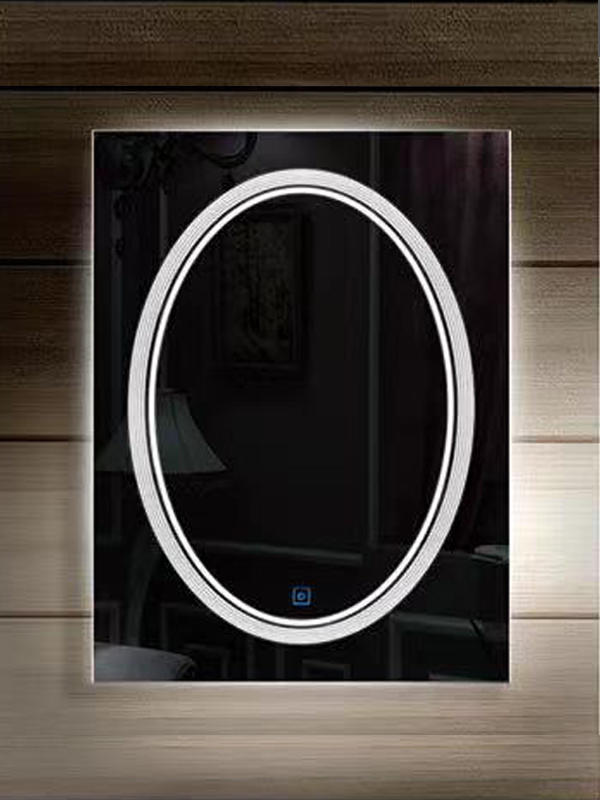 B38 Specchio da bagno LED quadrato Smart Touch Screen con display della temperatura